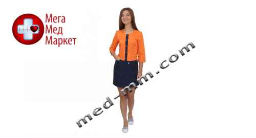 Купить Медицинский халат женский Милан оранжевый/синий №75 цена, характеристики, отзывы